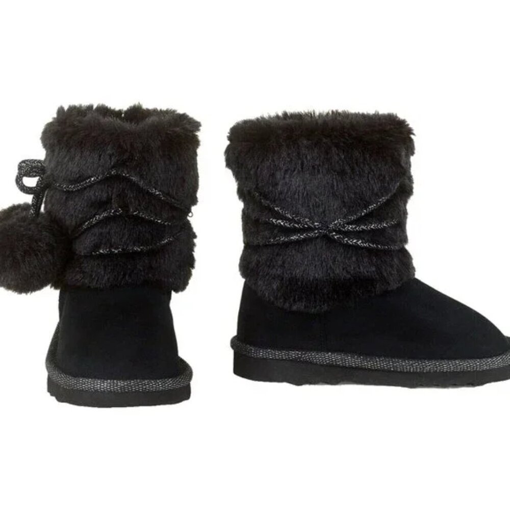 The Children's Place Toddler Girls Chalet Boot Lined Winter Pom-Pom Boot Black 7